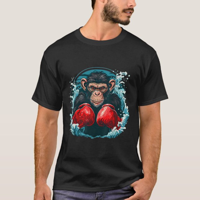 Camiseta Macaco-Boxer Com Luvas-Boxim Engraçadas (Frente)