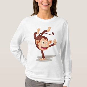 Camiseta Macaco Brincalhão Fazendo um Pino Animal Fofo