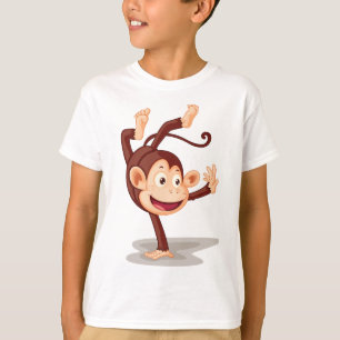 Camiseta Macaco Brincalhão Fazendo um Pino Animalzinho Fofo