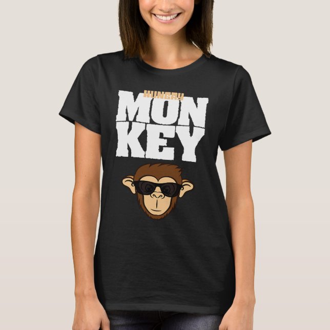 Camiseta Macaco Cabeça Com Macaco De Vidro (Frente)