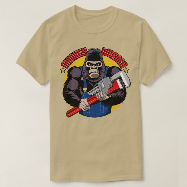 Camiseta Macaco Chave Mecânica Da Granulação Macaco Reparaç (Frente do Design)