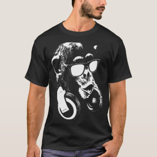 Camiseta Macaco Chimp Com Fones de ouvido E Óculos De Sol