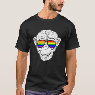 Camiseta Macaco Chimp Com Óculos Arco-Íris Monge Arco-Íris