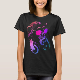 Camiseta Macaco Chimpanzé Com Óculos De Sol E Fones de ouvi