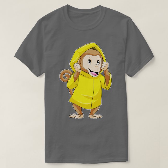 Camiseta Macaco chovendo com capa de chuva (Frente do Design)