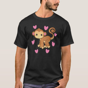 Camiseta Macaco Cinto Corações Gráficos Macaco Salvamento M