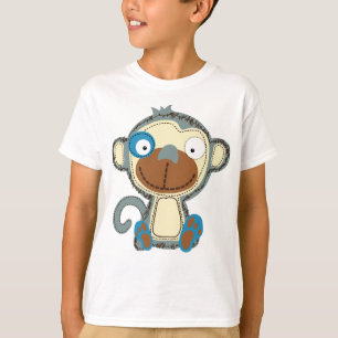 Camiseta Macaco Colorido de Tecido para Crianças