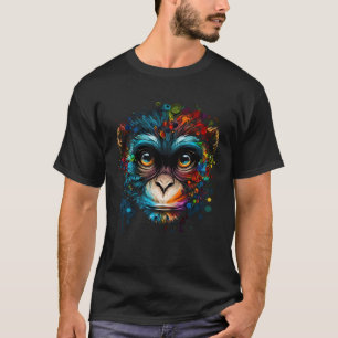 Camiseta Macaco Colorido Rosto De Macacos Bichinhos
