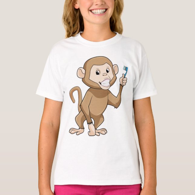 Camiseta Macaco com escova de dentes (Frente)