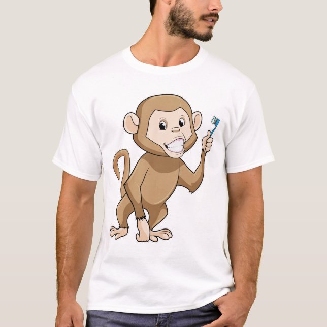 Camiseta Macaco com escova de dentes (Frente)