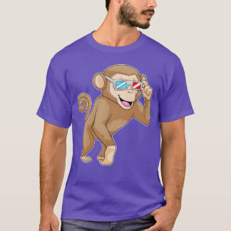 Camiseta Macaco Com Óculos Amigo Animal Engraçado