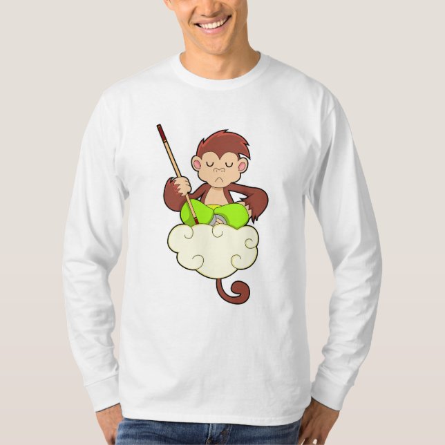 Camiseta Macaco com pernas cruzadas em nuvens (Frente)
