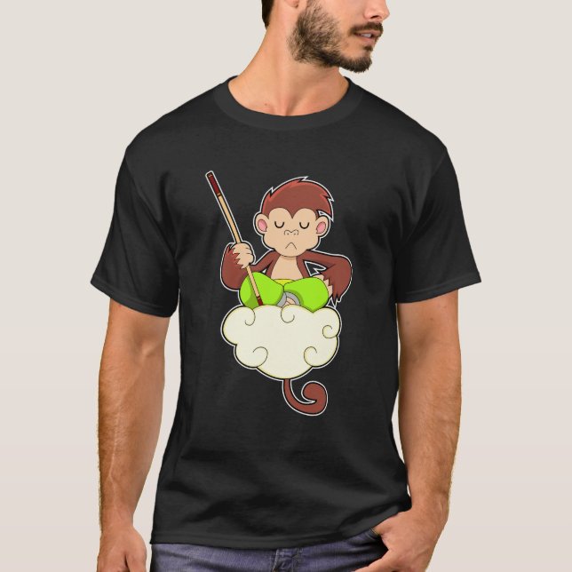 Camiseta Macaco com pernas cruzadas em nuvens (Frente)