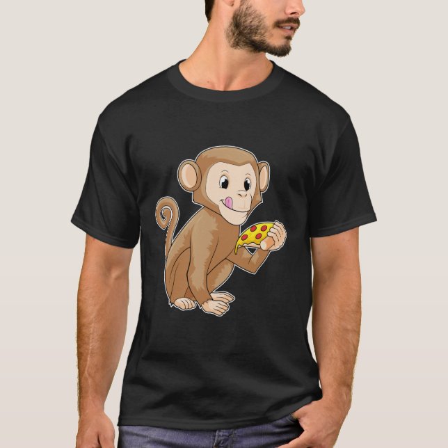 Camiseta Macaco com pizza (Frente)