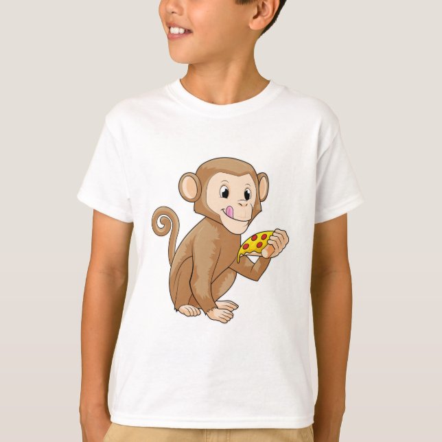 Camiseta Macaco com pizza (Frente)