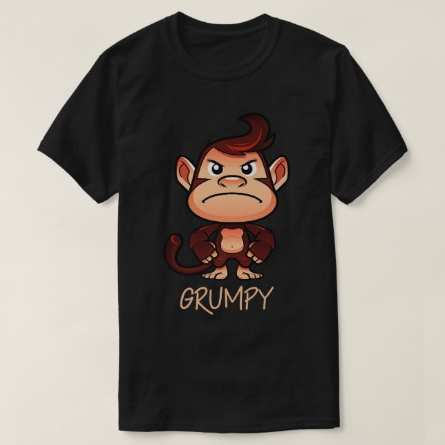 Camiseta Macaco com rabugento estético chimpanzé de mau hum (Frente do Design)