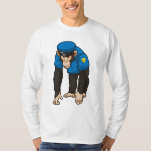 Camiseta Macaco como agente da polícia com uniforme