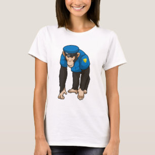 Camiseta Macaco como agente da polícia com uniforme