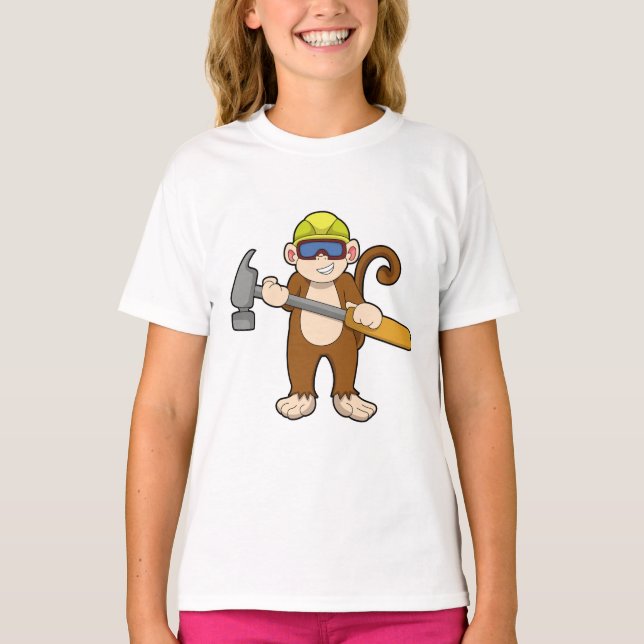 Camiseta Macaco como artesão com martelo (Frente)