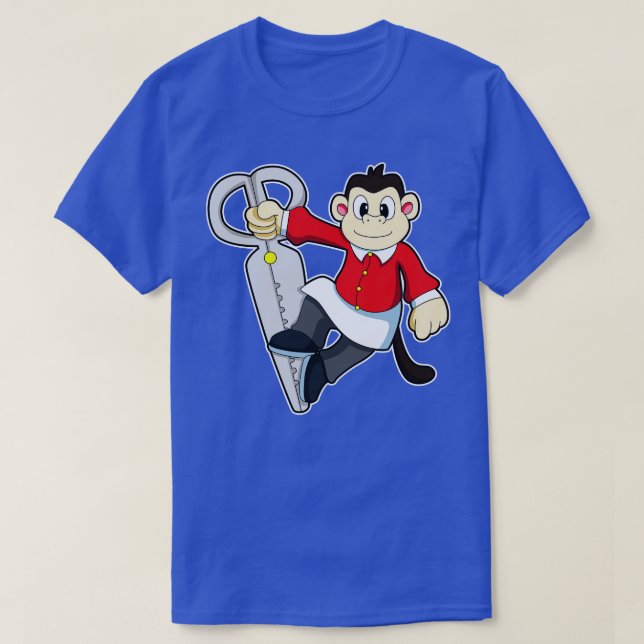 Camiseta Macaco como cabeleireiro com tesoura (Frente do Design)