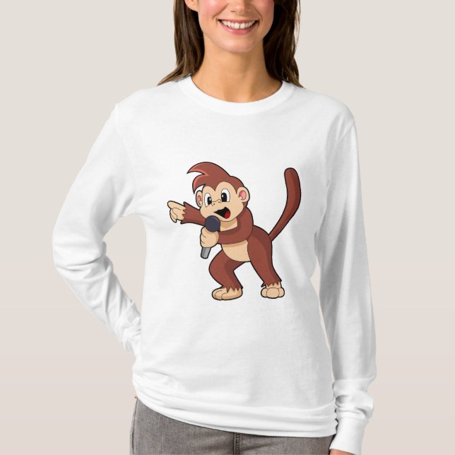 Camiseta Macaco como Cantor com Microfone.PNG (Frente)