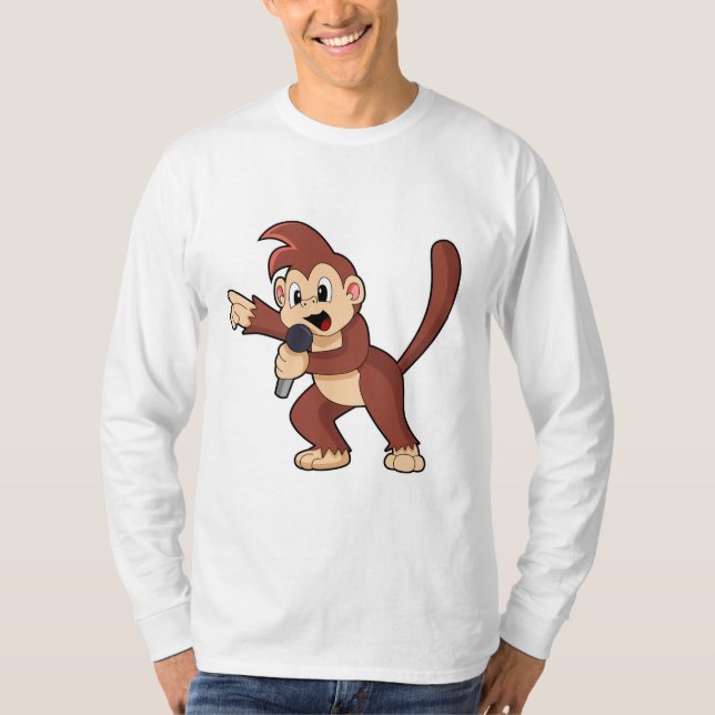 Camiseta Macaco como Cantor com Microfone.PNG (Frente)