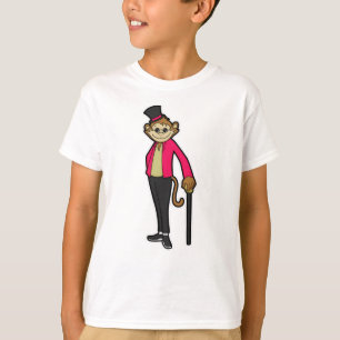 Camiseta Macaco como cavalheiro com palito de chapéu e pass