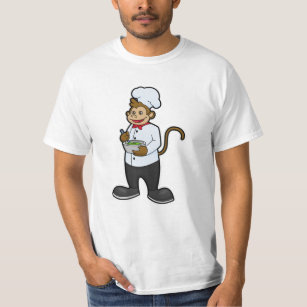 Camiseta Macaco como cozinheiro com tigela