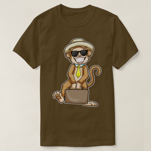 Camiseta Macaco como empresário com óculos escuros (Frente do Design)