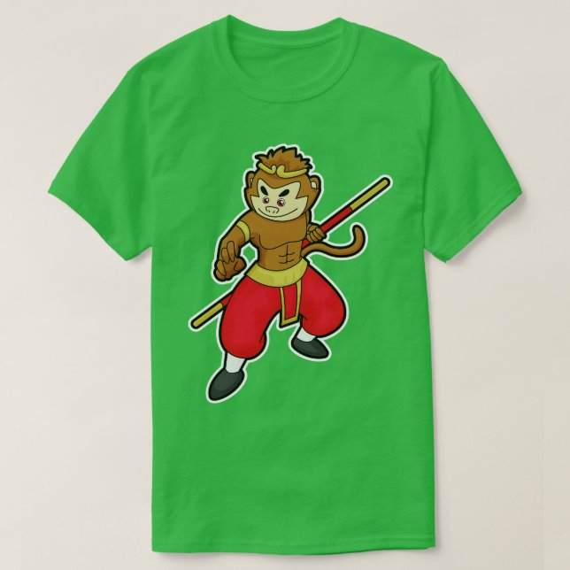 Camiseta Macaco como guerreiro com cabeça Funcionarios (Frente do Design)