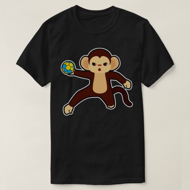 Camiseta Macaco como jogador de handebol com Handball (Frente do Design)