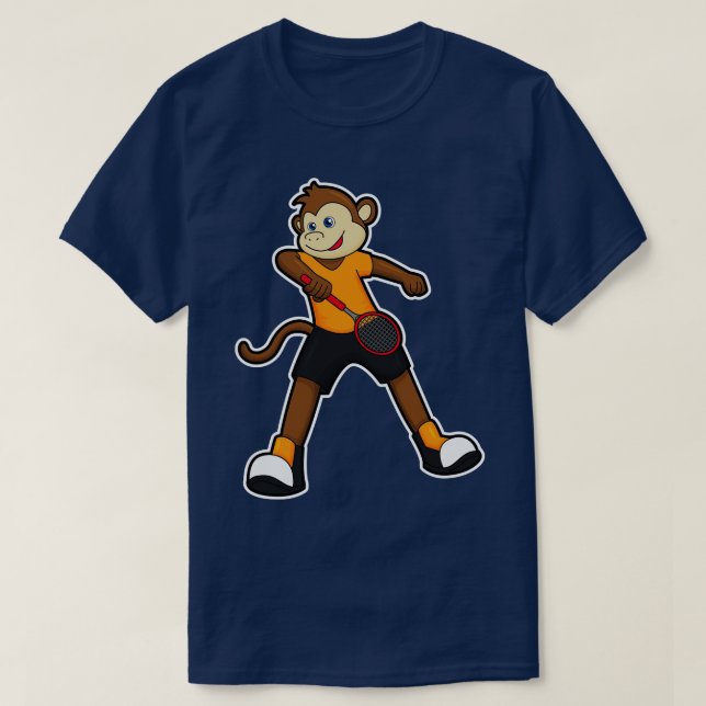 Camiseta Macaco como jogador de Tênis com raquete Tênis (Frente do Design)