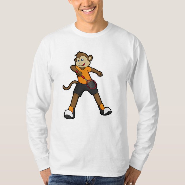 Camiseta Macaco como jogador de Tênis com raquete Tênis (Frente)
