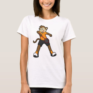Camiseta Macaco como jogador de Tênis com raquete Tênis