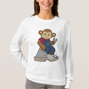 Camiseta Macaco como mecânico com chave inglesa