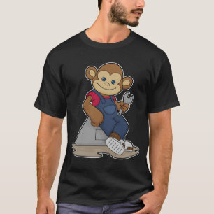 Camiseta Macaco como mecânico com chave inglesa