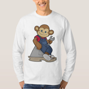 Camiseta Macaco como mecânico com chave inglesa