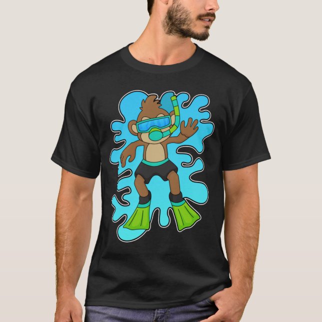 Camiseta Macaco como mergulhador com Snorkel (Frente)
