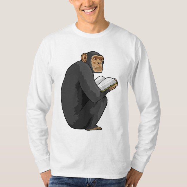 Camiseta Macaco como Nerd do Livro (Frente)