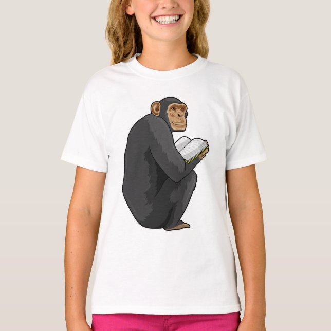 Camiseta Macaco como Nerd do Livro (Frente)
