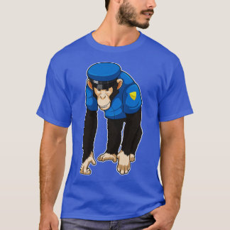 Camiseta Macaco como oficial de polícia com uniforme