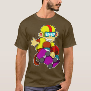 Camiseta Macaco como skater com capacete de skate