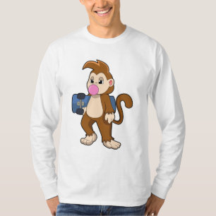 Camiseta Macaco como skater com skate