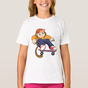Camiseta Macaco como skater com skate