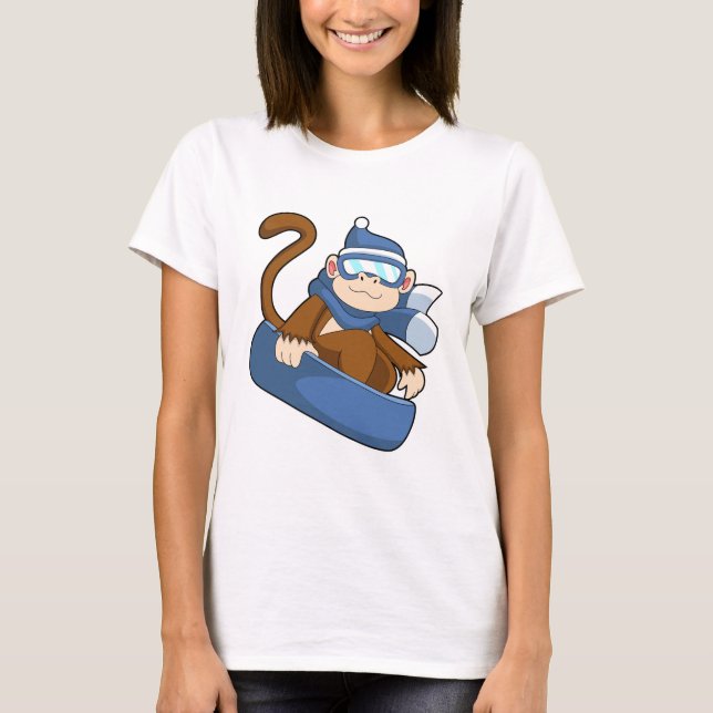 Camiseta Macaco como Snowboarder com Sonowboard.PNG (Frente)