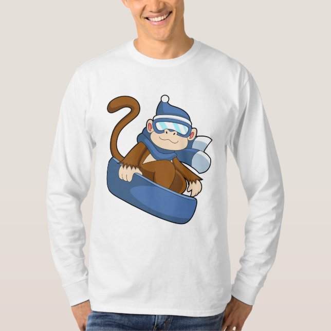 Camiseta Macaco como Snowboarder com Sonowboard.PNG (Frente)