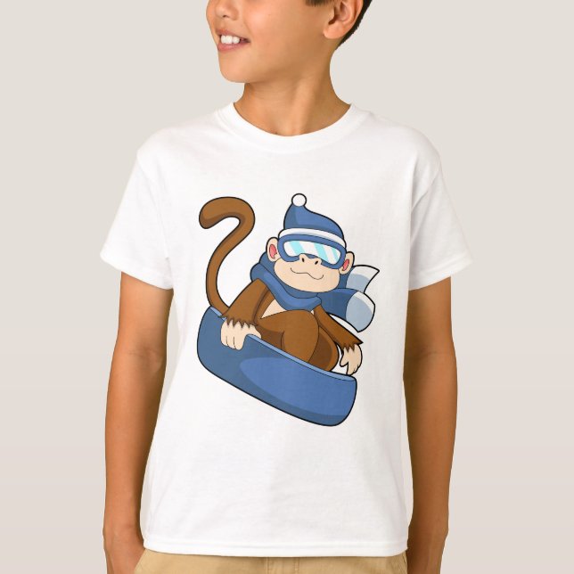 Camiseta Macaco como Snowboarder com Sonowboard.PNG (Frente)