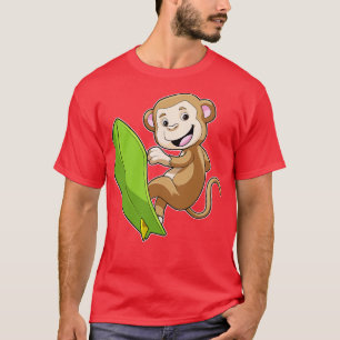 Camiseta Macaco como surfista com surfboard