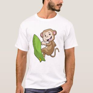Camiseta Macaco como surfista com surfboard