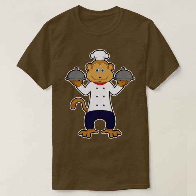 Camiseta Macaco cozido com pratos servidos (Frente do Design)